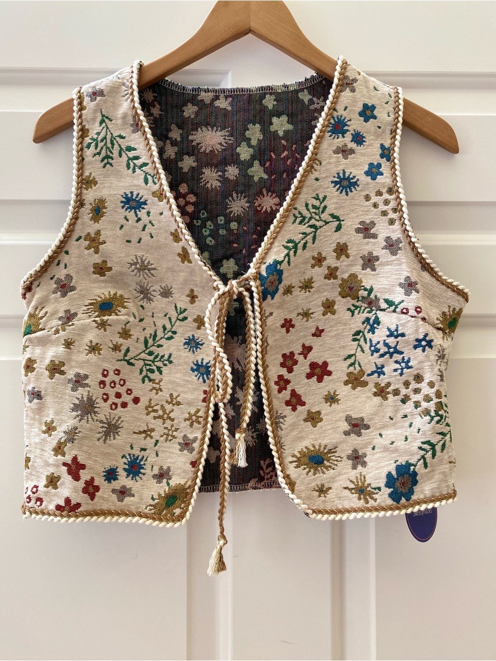Sweaty Rocks Vest NWT Floral Tie Vest Medium Boho Festival
